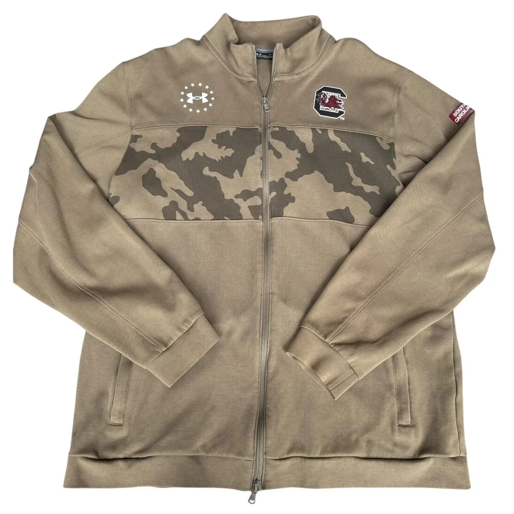 Under Armour Salute to Service South Carolina Gamecocks Mens 2XL Camo Jacket Tan